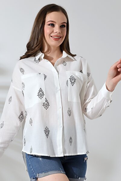 Lir Women's Patterned Flam Half Sleeve Shirt Black 71429