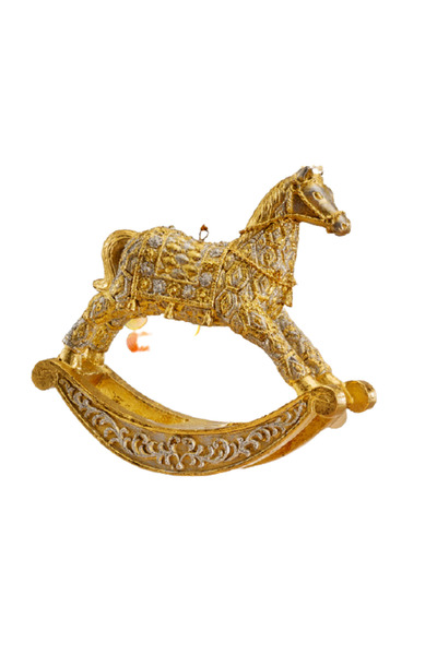 AZAY CASA Decorațiune de Crăciun Cal Auriu 16 x 12 cm