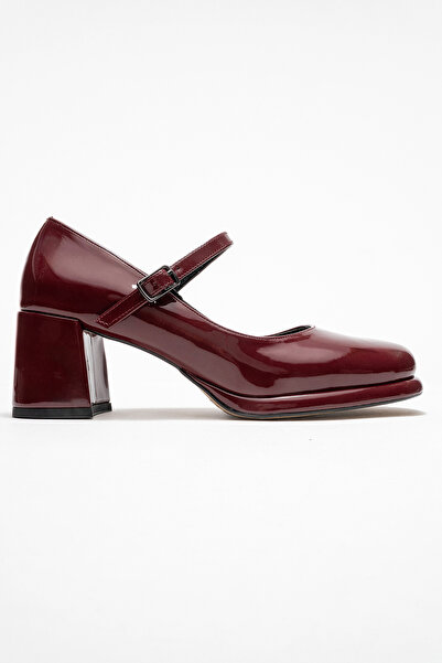 Ataköy Ayakkabı KADIN KALIN TOPUK BANTLI AYAKKABI BORDO RUGAN