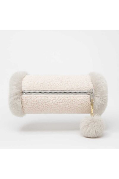 by serkan design gold fermuar detaylı yumuşak dokulu makyaj el çantası