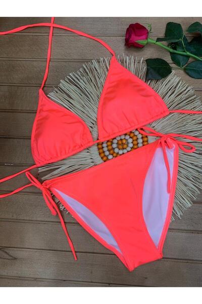 VAJESTO Women's Pink Lycra Side Tie Halter Neck Stylish Drawstring Triangle B...