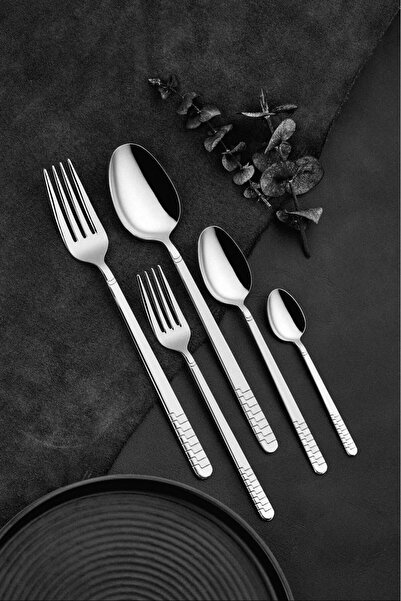 İMMO MADENİ MUTFAK EŞYALARI İMMO PLATİN 12 KİŞİLİK 60 PARÇA ÇATAL KAŞIK SETİ