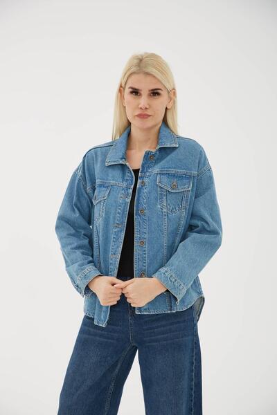 Fashion Friends جاكيت دينيم بوي فريند باللون الأزرق