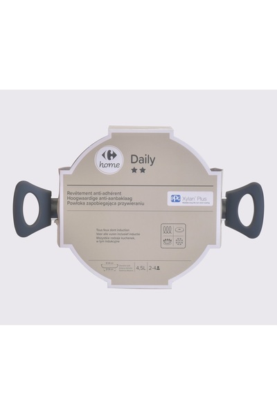 Carrefour Home Carrefour Home saucepan with lid, aluminum/glass, 24 cm, 4.5 L, Gray