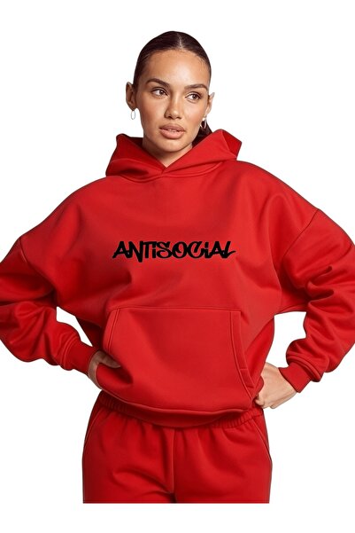 ArtYus Unisex Antisocial Colorat Special cu imprimeu Bumbac supradimensionat ...