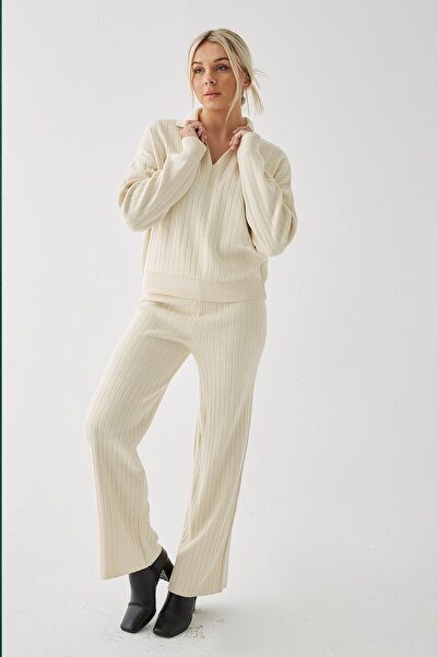 Fashion Friends Polo Neck Knitwear Set Ecru