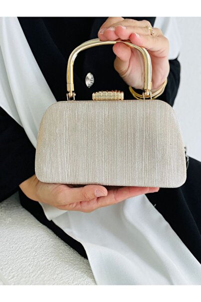 Çanta Trend Gold Women's Silver Evening Dress Bag with Hand and Long Chain Strap