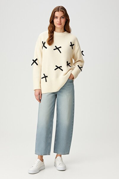 HAKKE Acrylic Bow Detail Knitwear Tunic