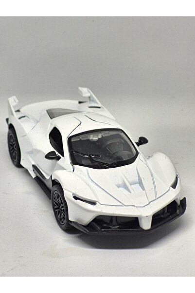 Fidan oyuncak Metal Sports Car with Lights and Sound White – Pull and Drop Mechanism