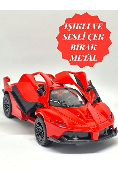 Fidan oyuncak Işıklı ve Sesli Metal Spor Araba Kırmızı – Çek Bırak Mekanizmalı