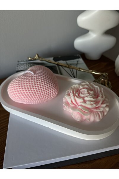 Decovia 23cm oval tabak soywax kalp mum şakayık çiçeği mum