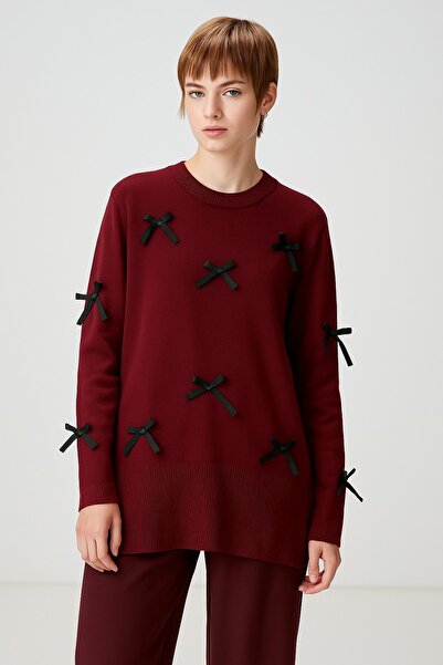HAKKE Acrylic bow detail knitwear tunic