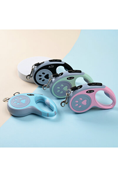 Duffa Otomatik Geri Çekilebilir Gezdirme Tasması Evcil Hayvan Pati Desenli Uzatma Tasma Şerit İpli Tasma