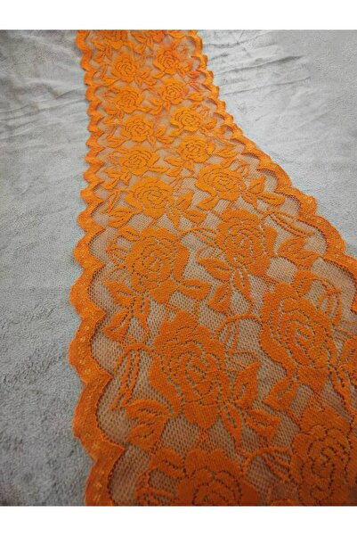FASHİON DANTEL Likralı Esnek Dantel 14 Cm En 1 MT Ekru ve Turuncu
