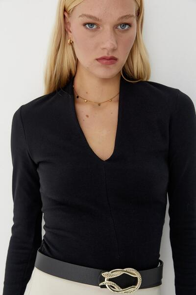 MARKALİSTE Long Sleeve Bodysuit Black