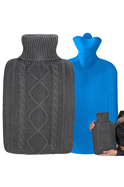 zola Perna pentru apa calda, capacitate 2l, din cauciuc, model crosetat, gri ...