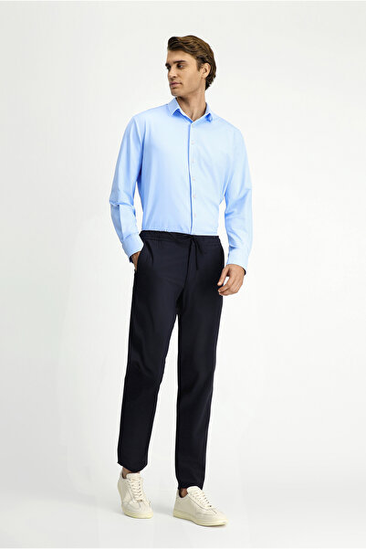 Kiğılı Slim Fit Dar Kesim Beli Lastikli İpli Klasik Kumaş Pantolon