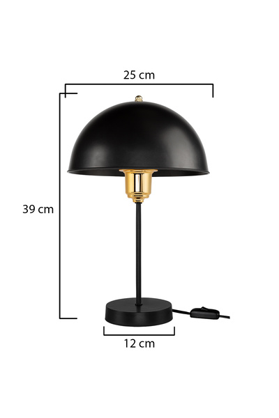 EvLight Glow Hemisphere Gold Detailed Black Lampshade Stylish Table Lamp