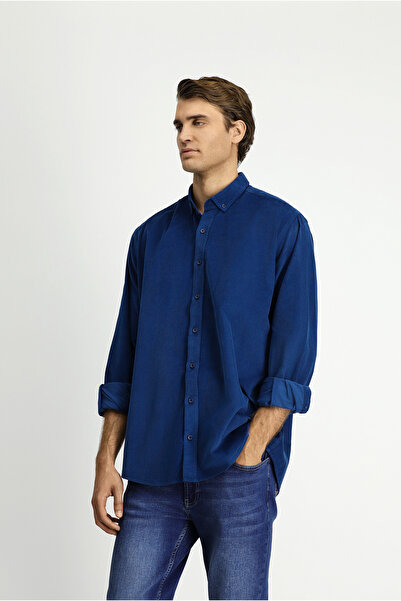 Kiğılı Long Sleeve Regular Fit Sports Buttoned Lapel Cotton Velvet Shirt