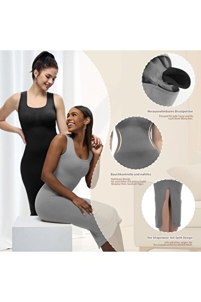 OEM Shapewear Dress with Slit, Abdomen Shaping Seamless Bodywear for Women