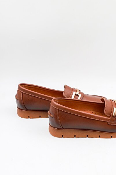 Venüs Women's Genuine Leather Buckle Loafer Shoes 25075610K - Tan - 36