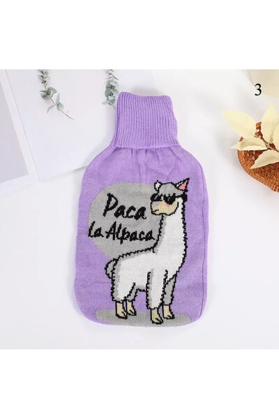 zola Hot water cushion, capacity 2l, made of rubber, with fluffy cover, purple alpaca
