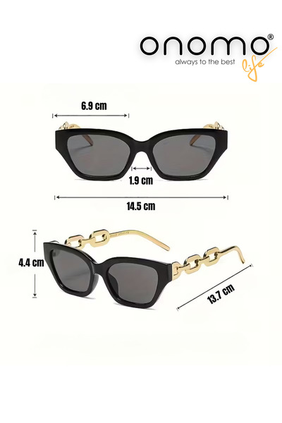 Onomo Life Women's Sunglasses Black with Gold Color Detail