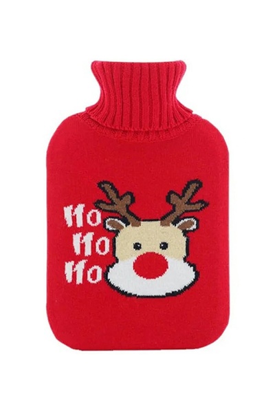 zola Perna pentru apa calda, capacitate 2l, din cauciuc, cu husa rosie model ren