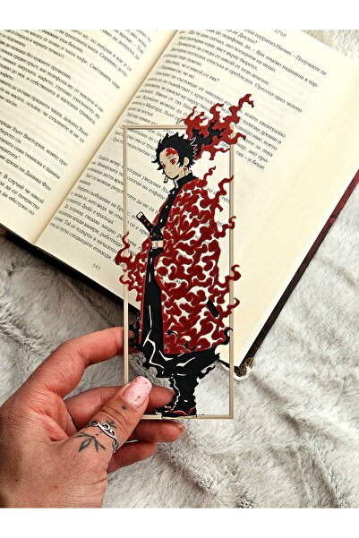BellisiaHome Demon Slayer Tanjiro Kitap Ayracı – Alevli Çerçeve Tasarımı