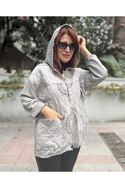 DenizEge Guipure Detail Jacket Stone