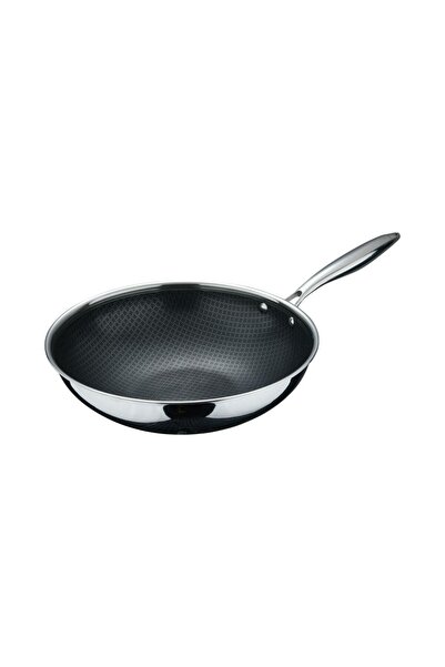 Bergner Steel Tech wok pan, stainless steel, 28 cm, Silver