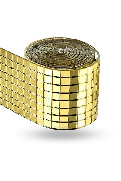 ForWhat 30X30CM Placi adezive pătrate din mozaic din sticlă aurie Panou decorativ cu oglindă pentru birou, acasă, birou, decor activ