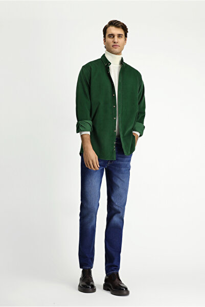 Kiğılı Long Sleeve Regular Fit Sports Buttoned Lapel Cotton Velvet Shirt