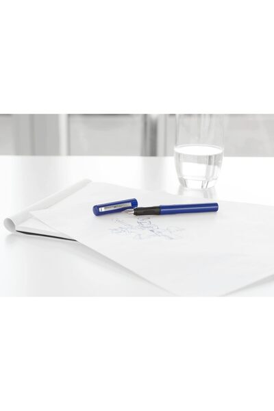 Faber Castell Faber-Castell Fountain Pen Blue Design Medium Nib + 6 Ink Cartridges, School+, F149811