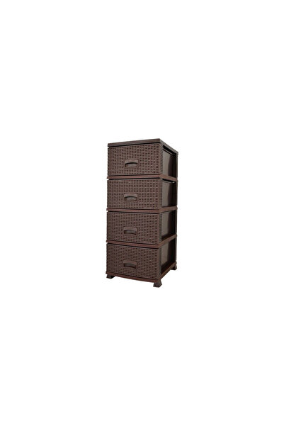 abnturk 4 Katlı Rattan Desenli Plastik Çekmeceli Dolap Kahve rengi Düzenleme ...