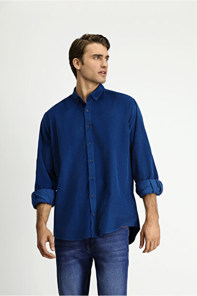 Kiğılı Long Sleeve Regular Fit Sports Buttoned Lapel Cotton Velvet Shirt