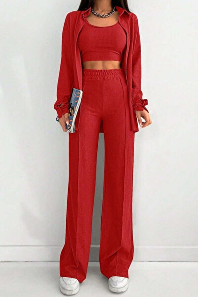 StreetWear Outlet Set de damă, 3 piese: pantaloni, maiou și bluză