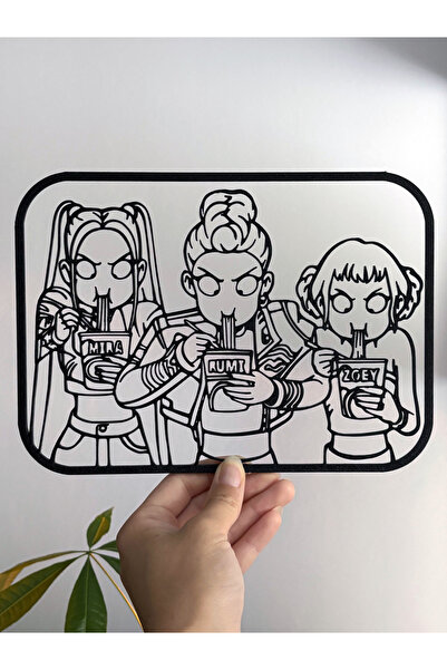BellisiaHome K-Pop Demon Hunters Ramen Duvar Dekoru – Zoey, Rumi, Mira Line A...