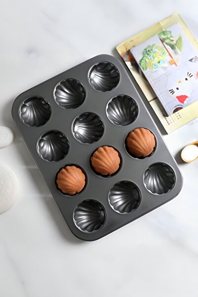 Chavin Carbon Steel 12-Piece Oyster Seashell Muffin Cupcake Cake Baking Mold Mt124