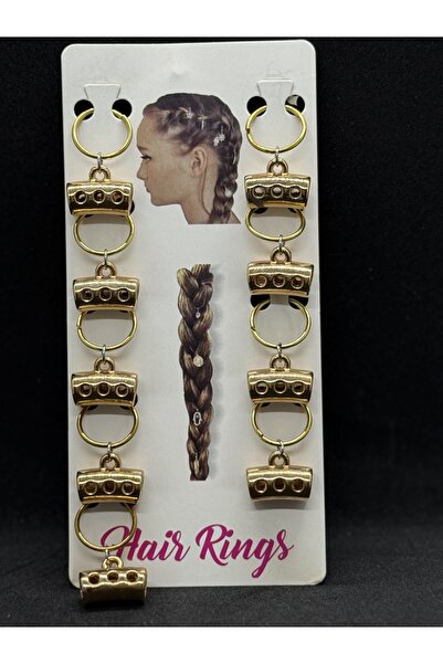 CREST E-TİCARET Hair Ring Set – Gold Color 10-Piece Pack – Braided Hair Accessory