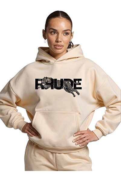 ArtYus سويت شيرت بقلنسوة كبير الحجم من القطن مطبوع عليه مخصص باللون الأسود من...