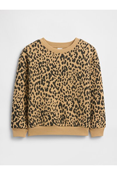 GAP Kız Bebek Kahverengi Grafik Baskılı Sweatshirt