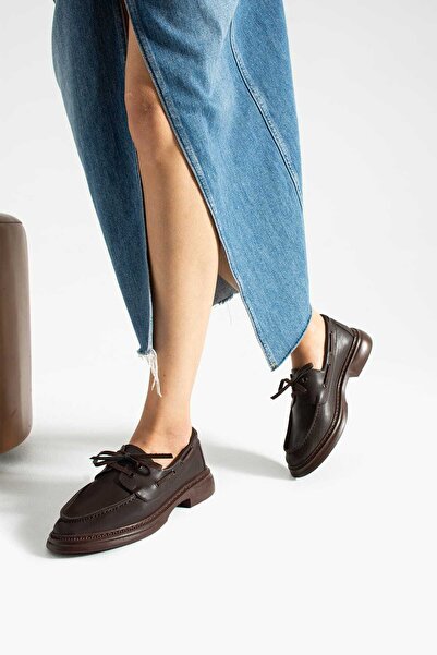 Yula Fashion Shoes Camelia Kadın Günlük Loafer Acı Kahve Cilt