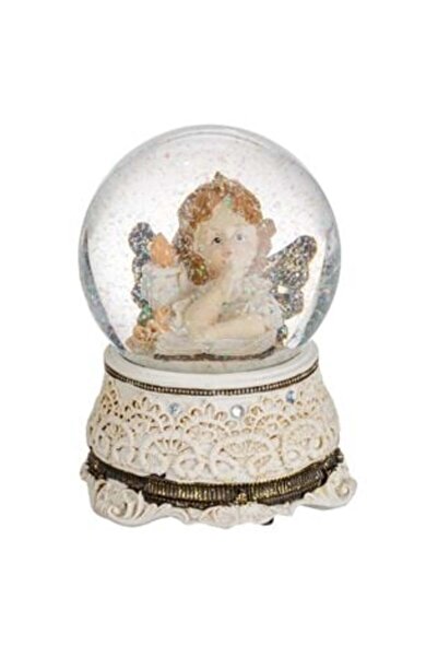 Jumbo Musical Decorative Christmas Snow Globe Vintage Angel with Wings & Book 17 cm