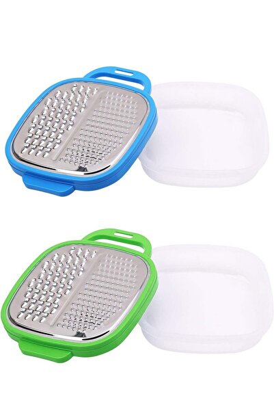 ELEGANT HOME Set of 2 Stainless Steel Square Vegetable Graters Color Multicolour