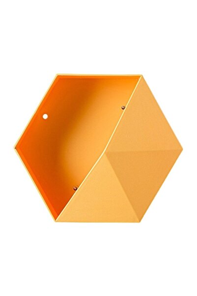 PadForce Raft de perete hexagonal, spațiu decorativ pentru plante, ceasuri, 26,5 × 23 × 6,5 cm - Galben