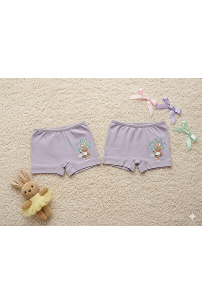 Sarler Tavşan Desenli 2'li Kız Çocuk Boxer Külot Seti İç Çamaşır