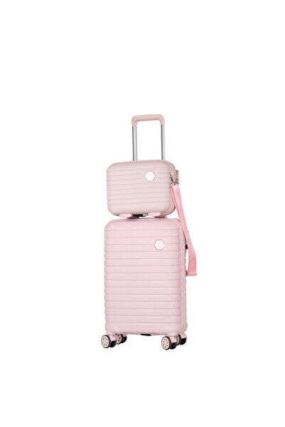 GROUND Vanille Kabin Boy Valiz + Makyaj Çantası Soft Pink - 10663