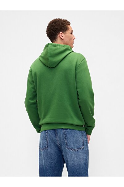 GAP Erkek Yeşil Logo Relaxed Fleece Fermuarlı Sweatshirt