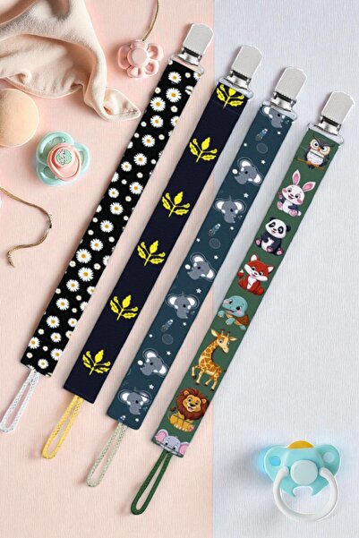 MİLLENEX Bebek Emzik Askısı Emzik Zinciri 4 Lü Set Klipsli Emzik Tutacağı-EMZ002